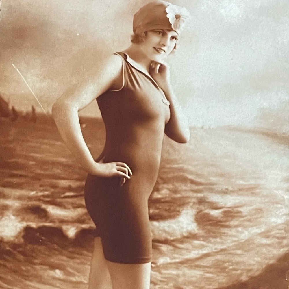 RARE VINTAGE 20th Century Postcard 1920’s “Bathing Beauty” France UNUSED